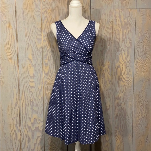 Nine West Dresses & Skirts - “Nine West” blue dress with white polka dots!